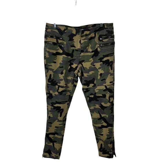 Camo Skinny Pants stretch  Zipper Accents  Womens Large  Umgee Cotton - Picture 1 of 9